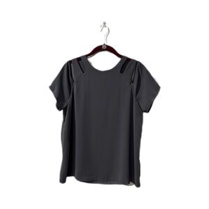 Naked Zebra Charcoal Cutout Shoulder Lined shoulder Blouse